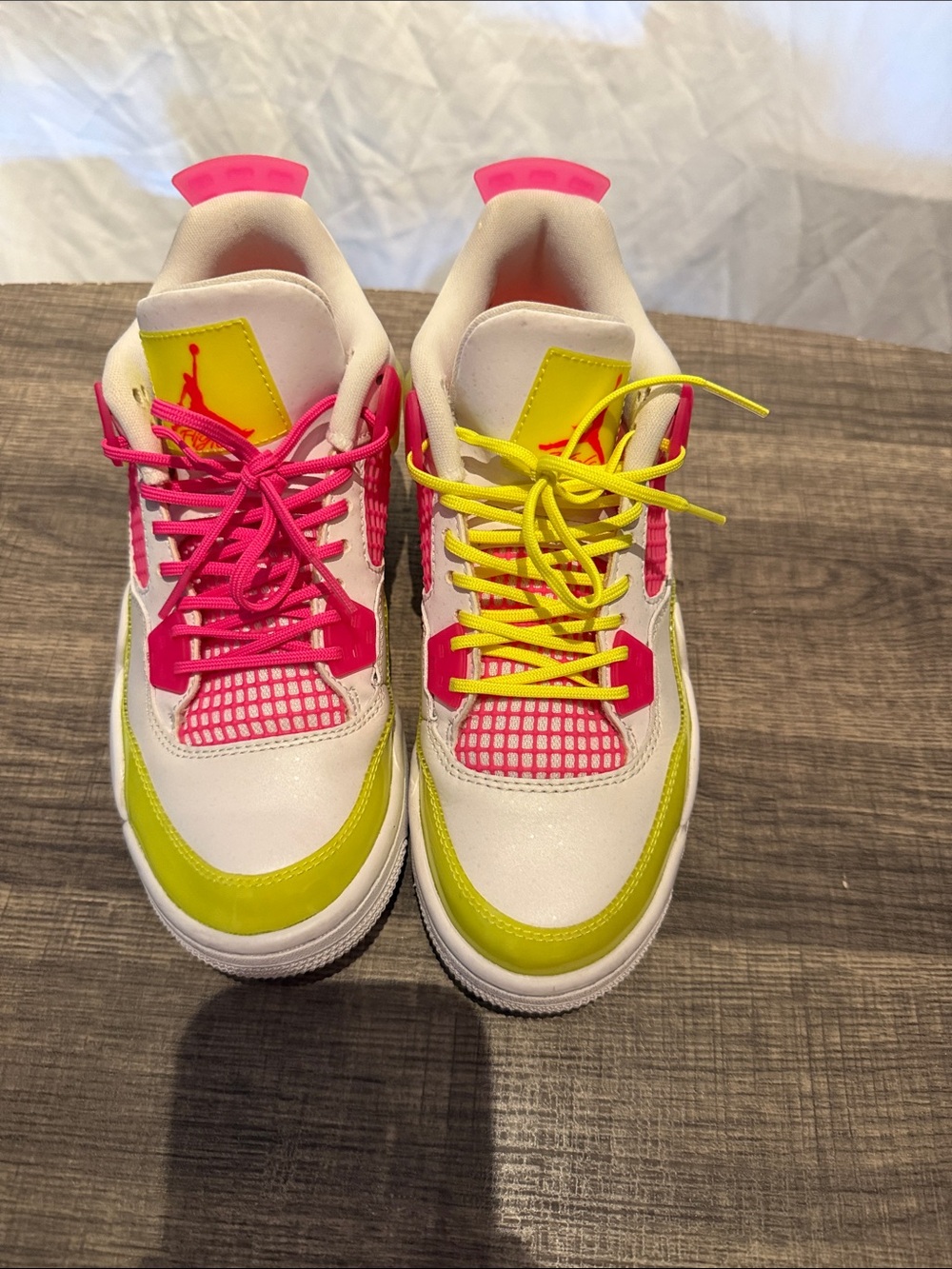 Jordan Kids Jordan 4’s Pink and Neon Yellow Accents
